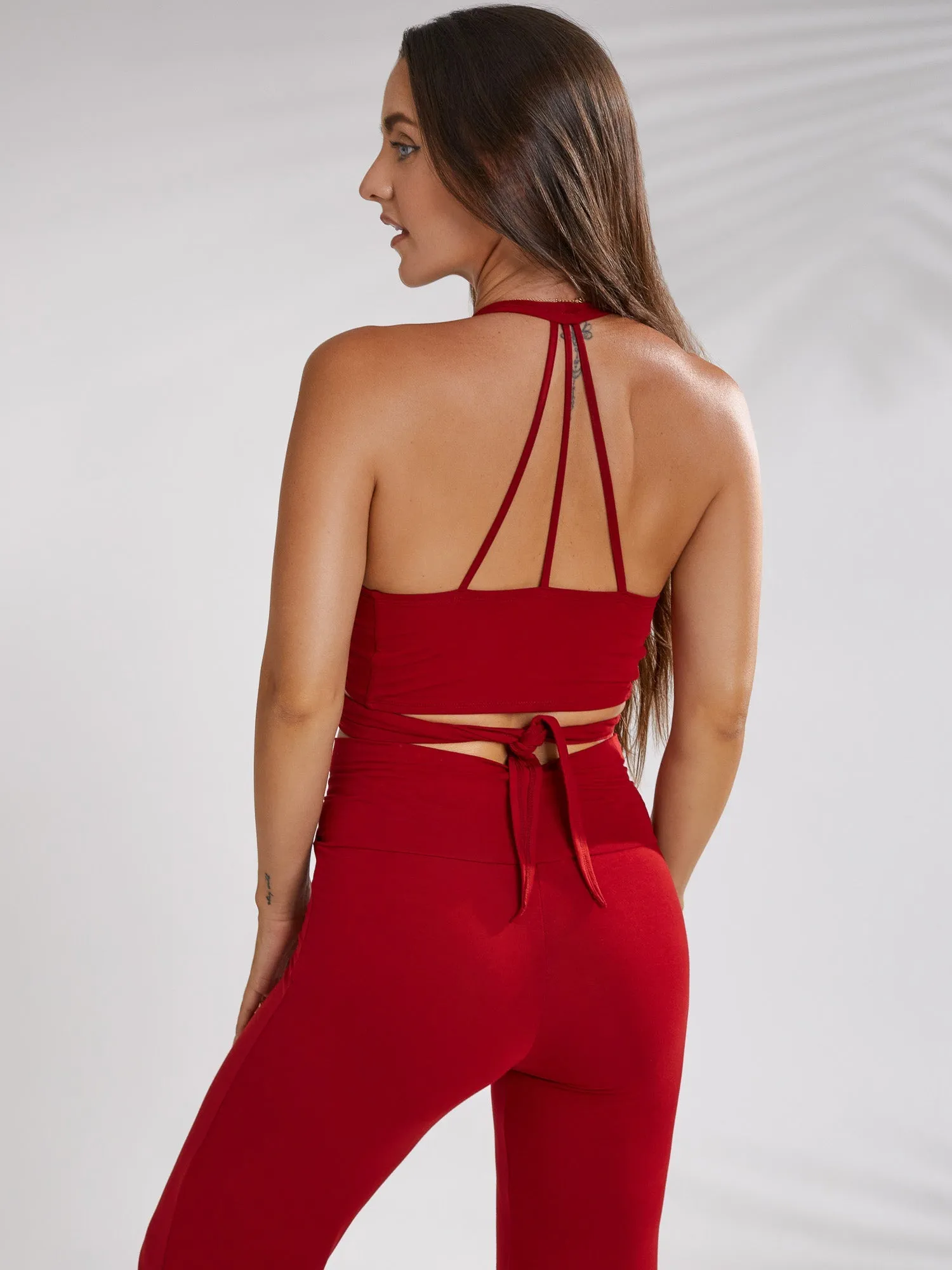 4-Way Serpent Tie Top - Crimson Red