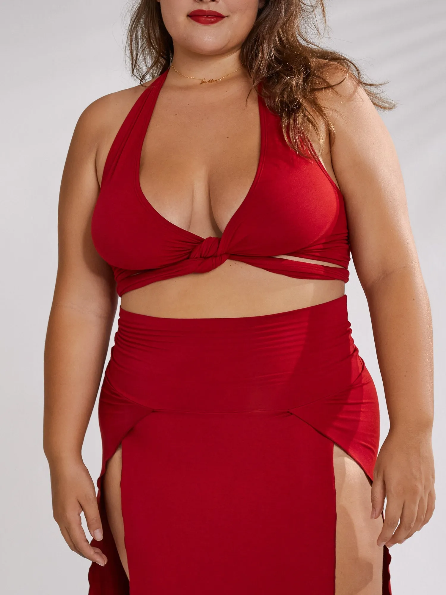 4-Way Serpent Tie Top - Crimson Red