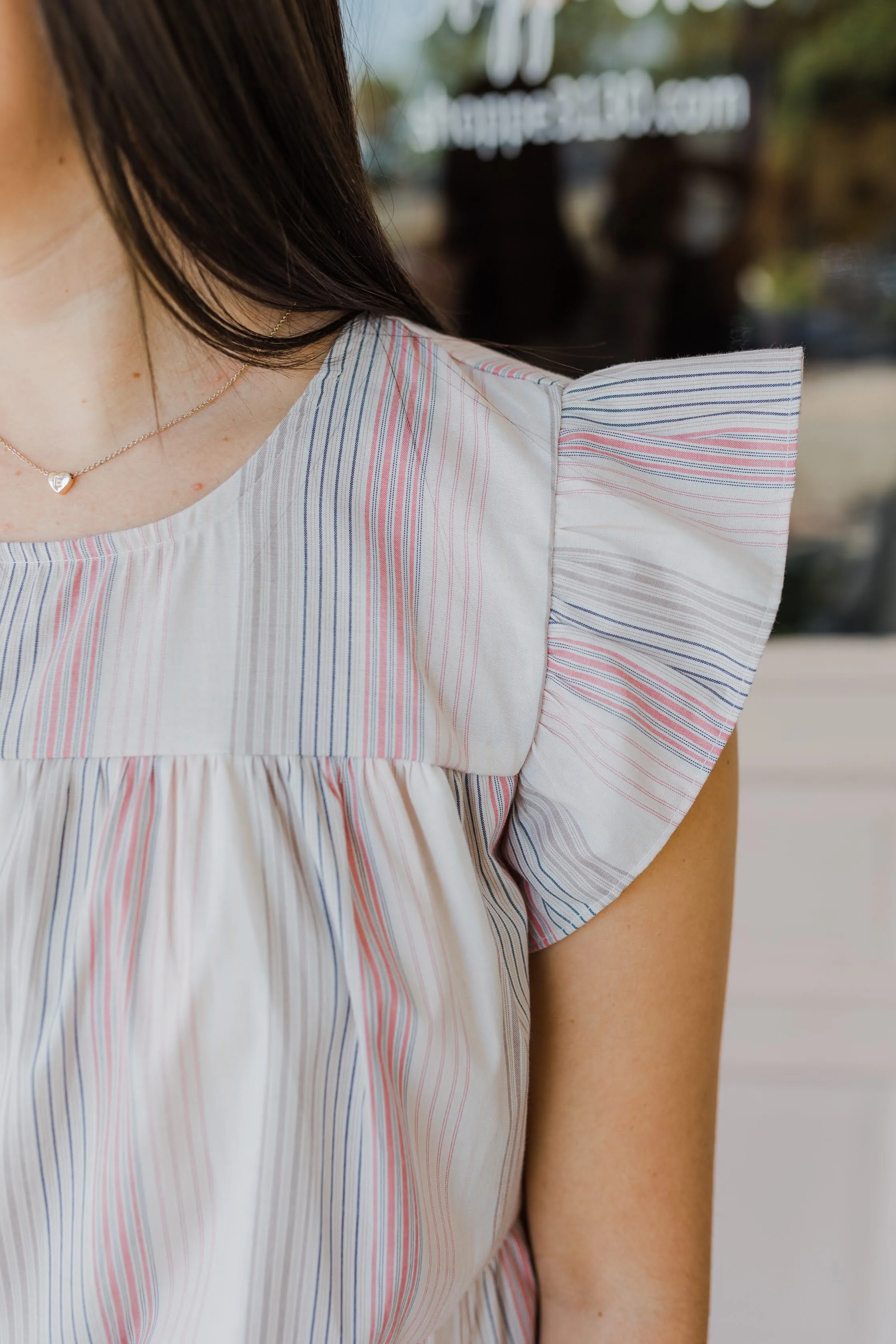 Alley Flutter Sleeve Striped Dress