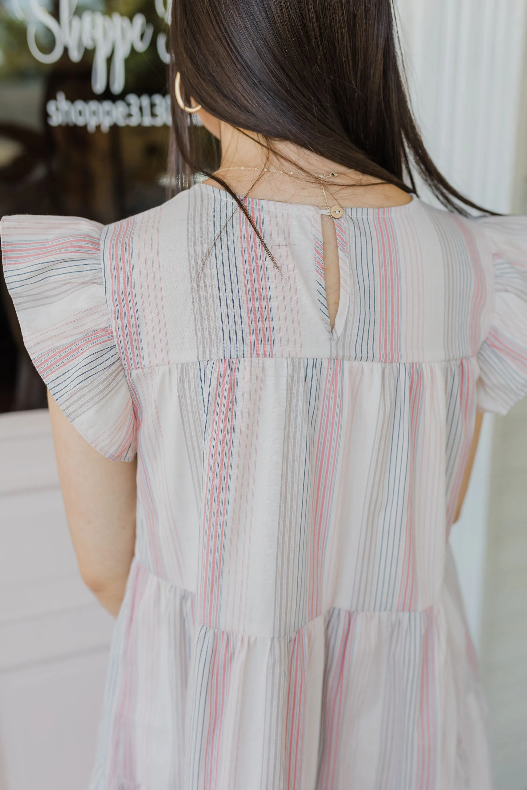 Alley Flutter Sleeve Striped Dress