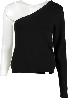 Almina Black One Shoulder Long Sleeve Knit Top UK S