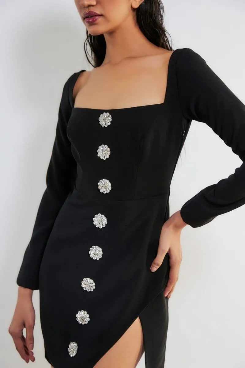 ANDIE BLACK EMBELLISHED MINI DRESS