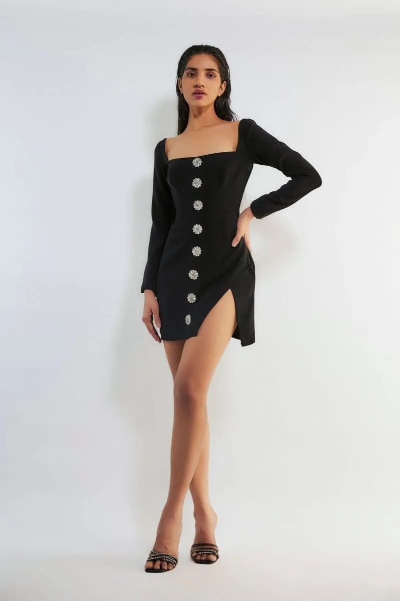 ANDIE BLACK EMBELLISHED MINI DRESS