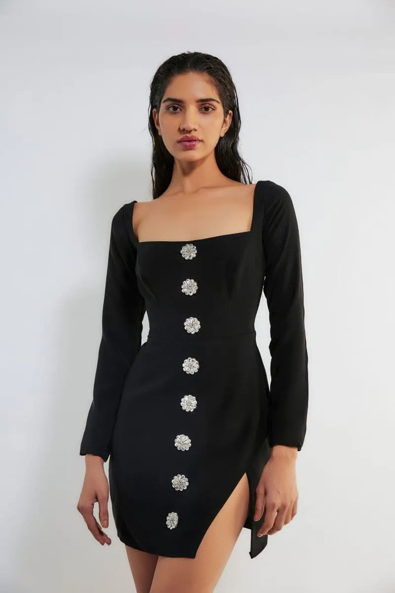 ANDIE BLACK EMBELLISHED MINI DRESS