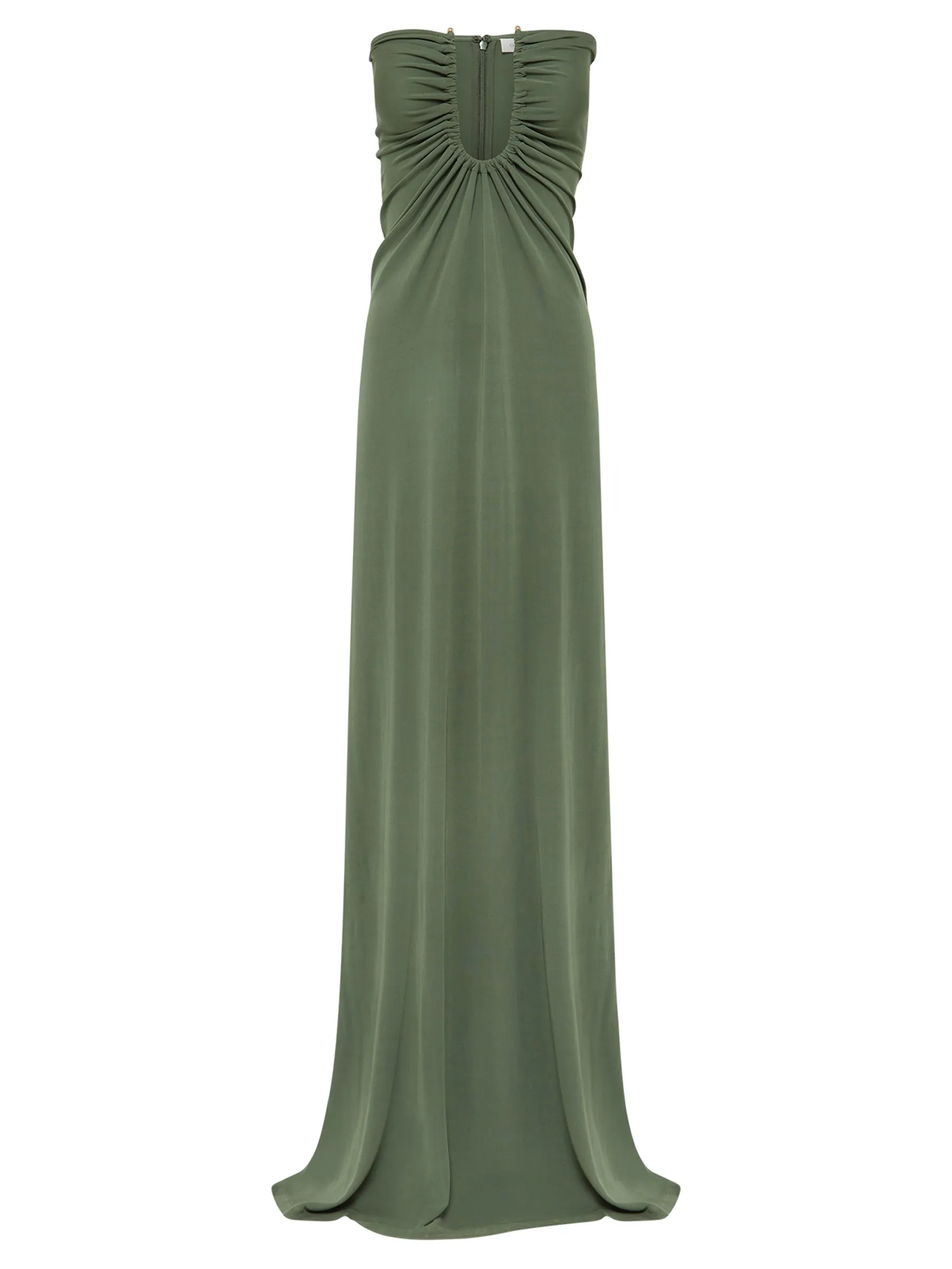 Arced Palm Strapless Dress