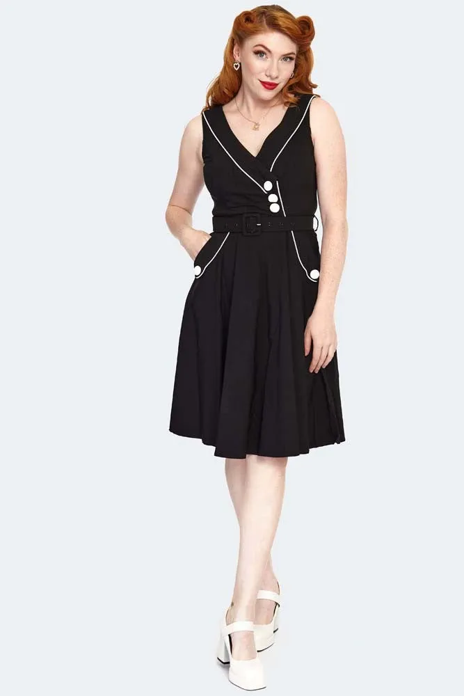 Asymetrical Neckline Flare Dress