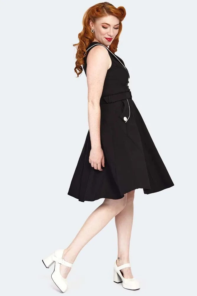 Asymetrical Neckline Flare Dress