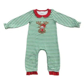 Baby Applique Romper - Christmas - Reindeer Peter Pan Girls