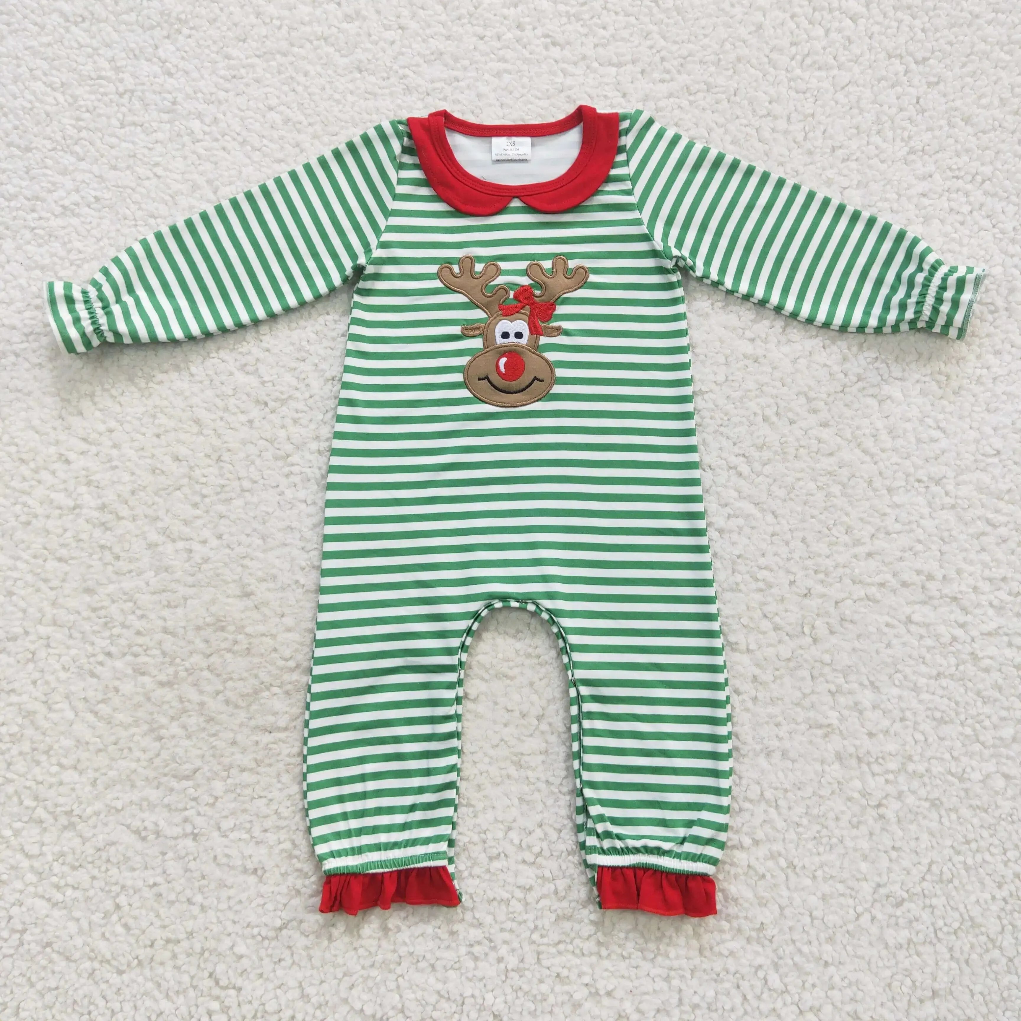 Baby Applique Romper - Christmas - Reindeer Peter Pan Girls