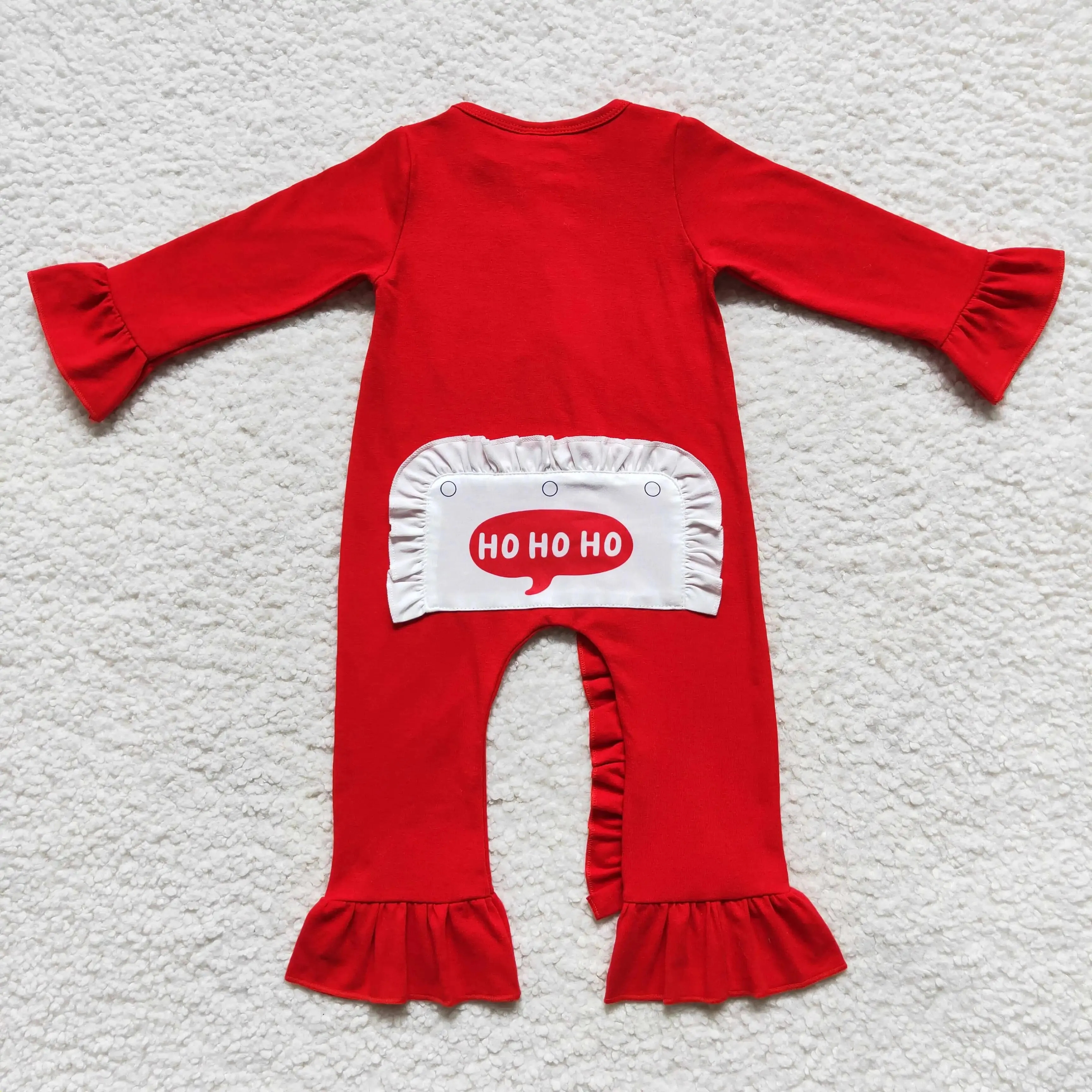 Baby Applique Romper - Christmas - Santa Ho Ho Ruffle Butt Girls