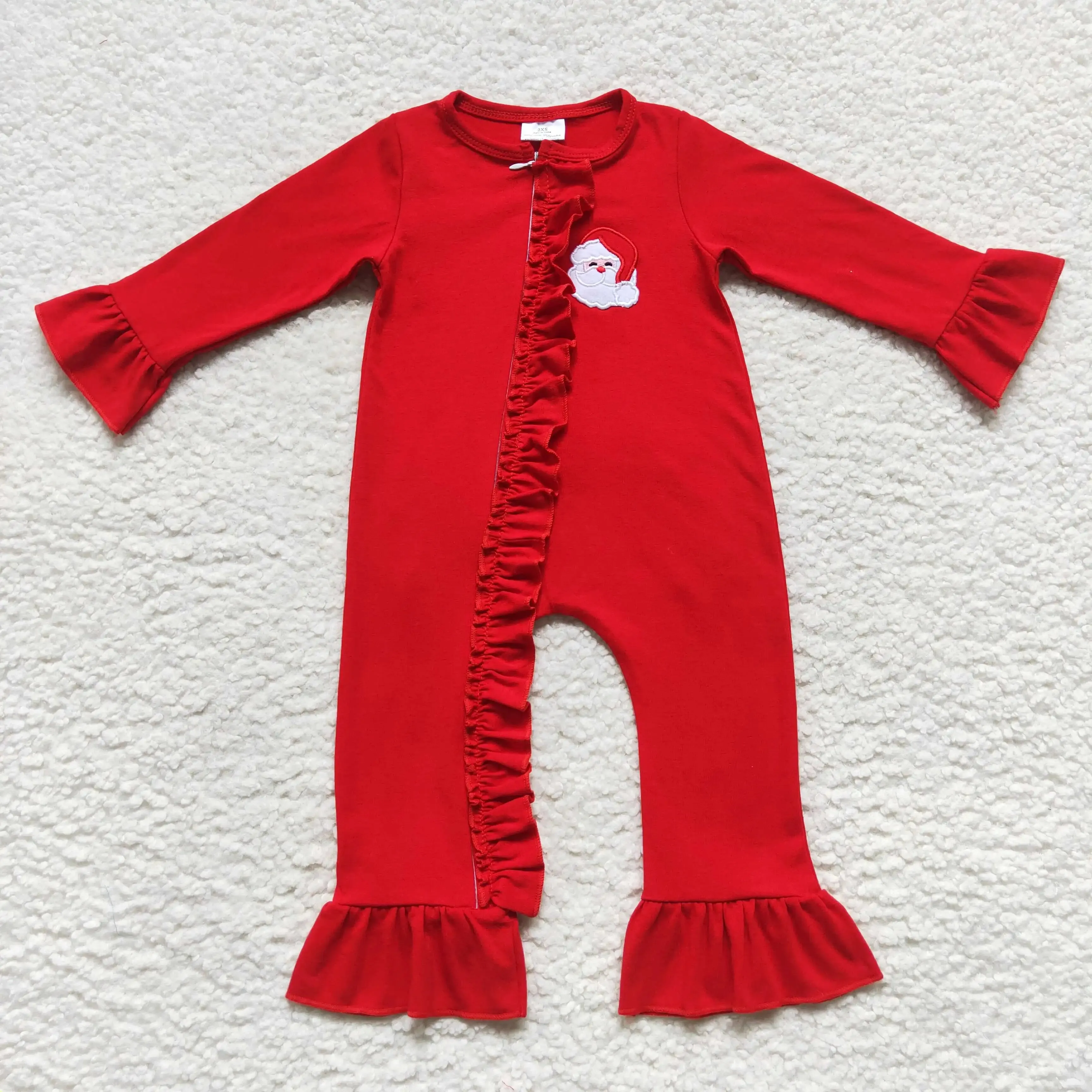 Baby Applique Romper - Christmas - Santa Ho Ho Ruffle Butt Girls