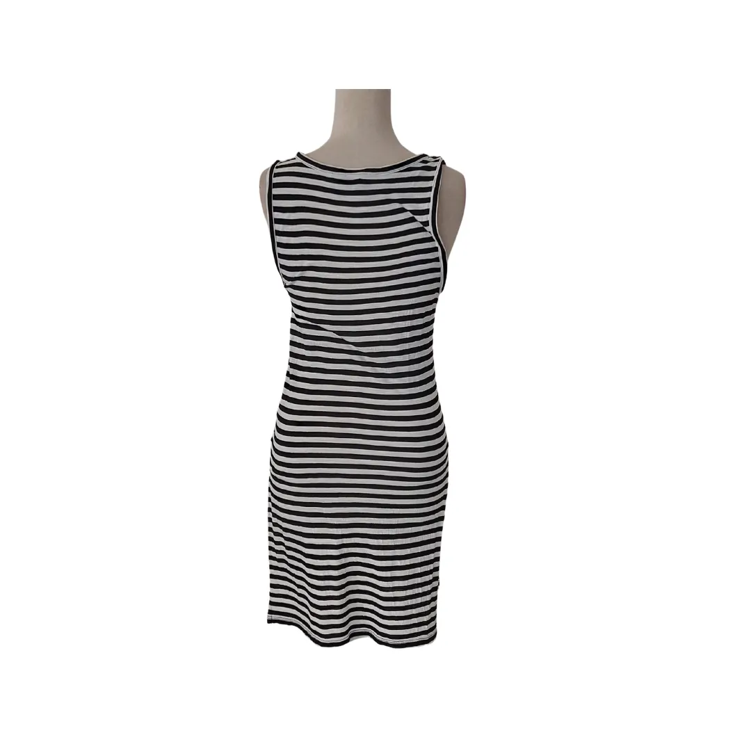 Banana Republic Black and White Striped Sleeveless Dress | Pre Loved |