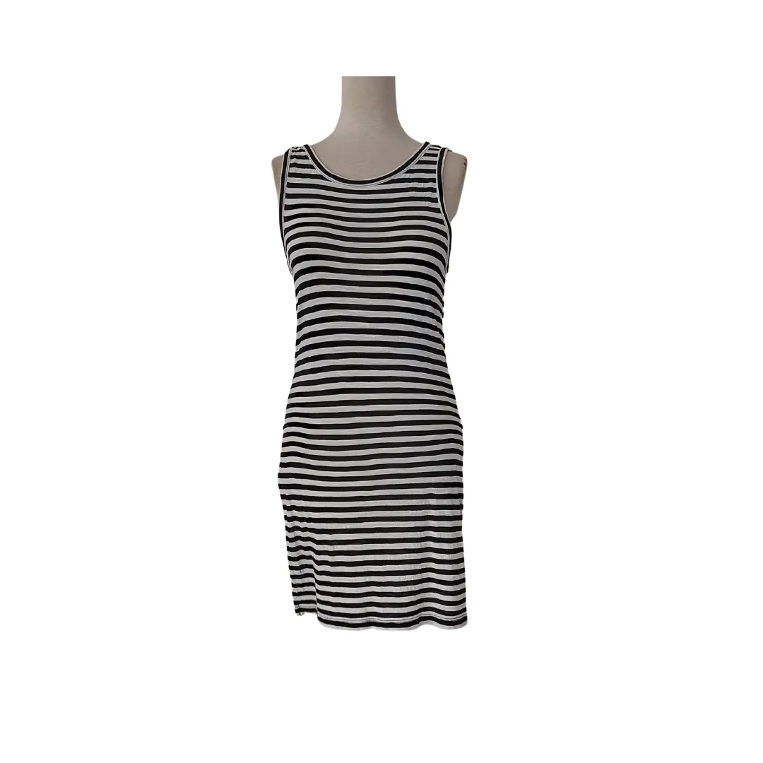 Banana Republic Black and White Striped Sleeveless Dress | Pre Loved |