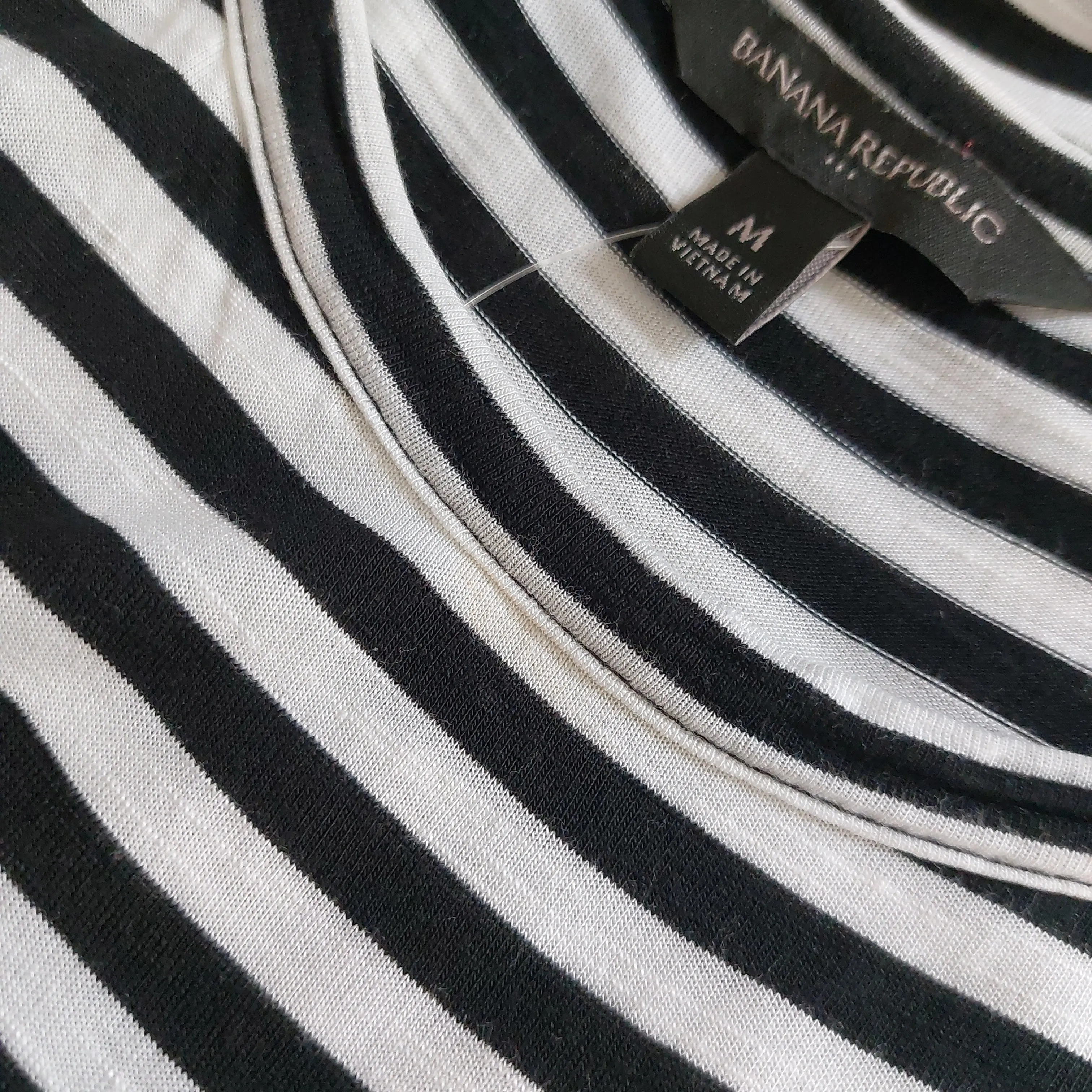 Banana Republic Black and White Striped Sleeveless Dress | Pre Loved |