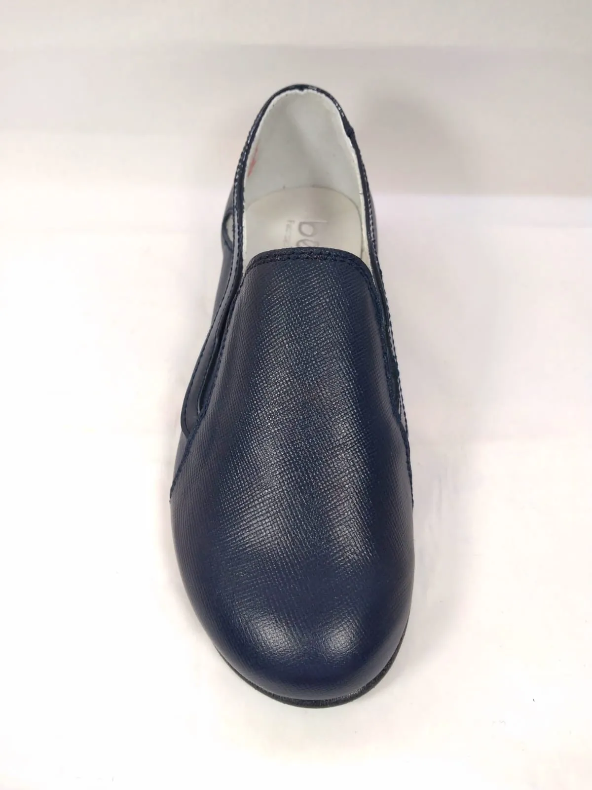 Beberlis Navy Nuit Leather Wide Cut Slip on Smoking Shoe