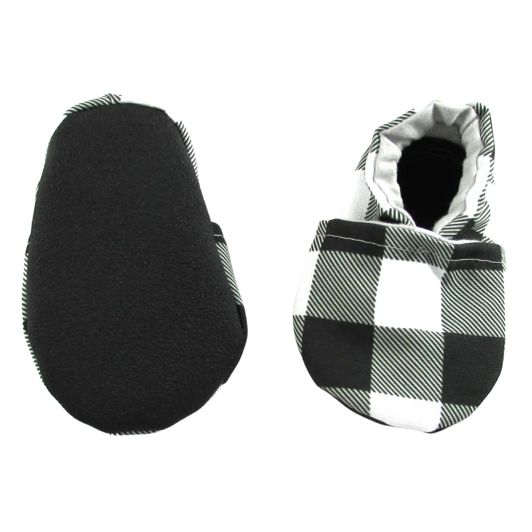 Black and White Buffalo Check Eco-Canvas Baby Shoes