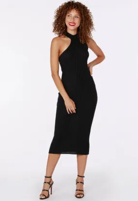 BobiBlack - One Shoulder Turtleneck Dress Black