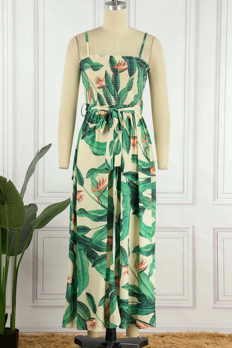 Bohemian Elegant Vacation Floral Slit Strapless Sling Dress Dresses