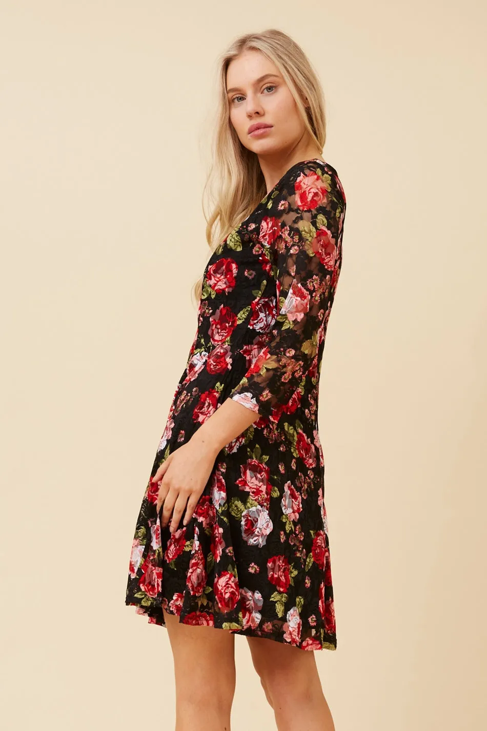 CAMILA FLORAL LACE SHORT DRESS