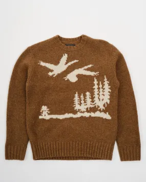 Crew Neck Intarsia 3G Brown Duck