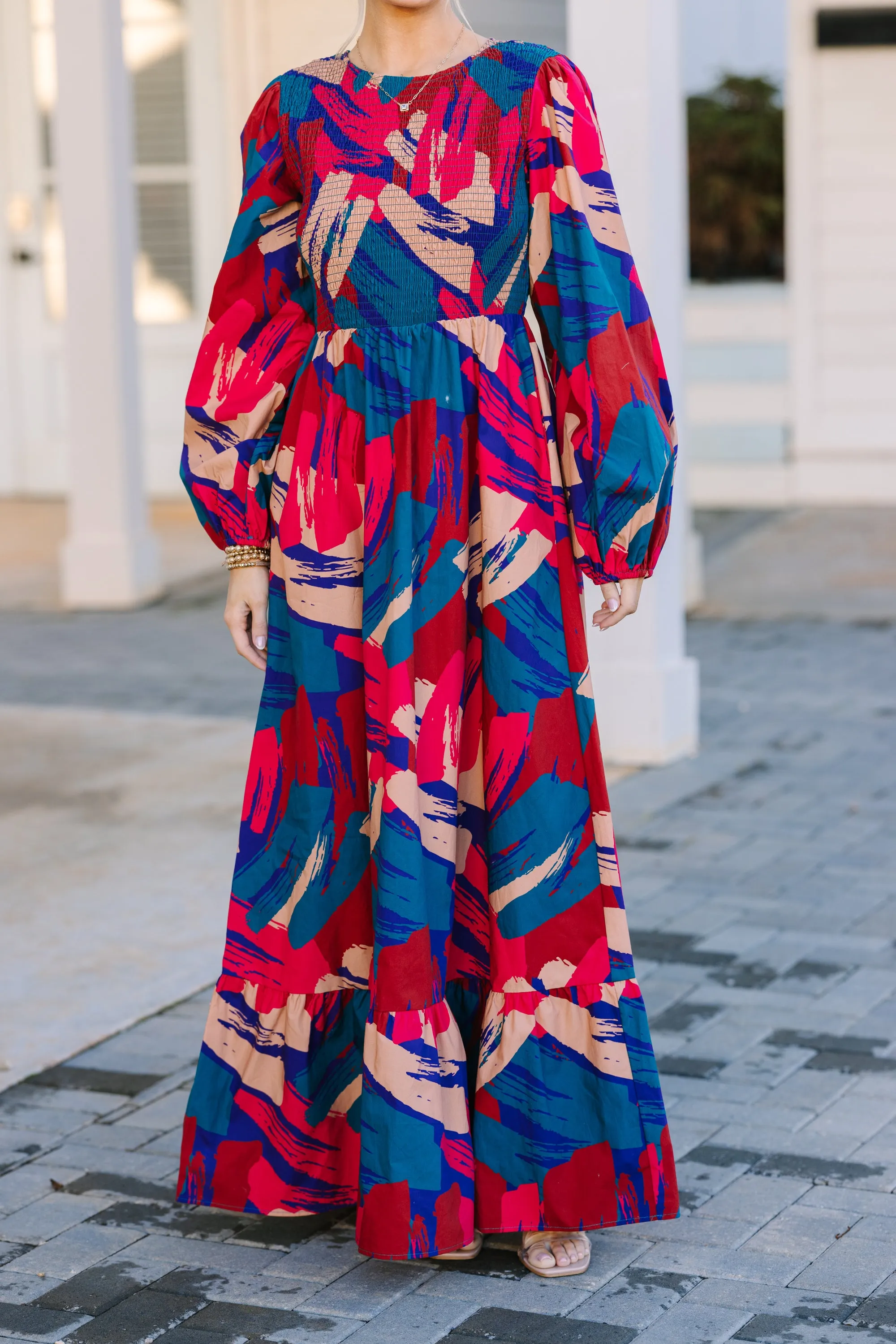 Dreaming Of The Day Red Tropical Maxi Dress