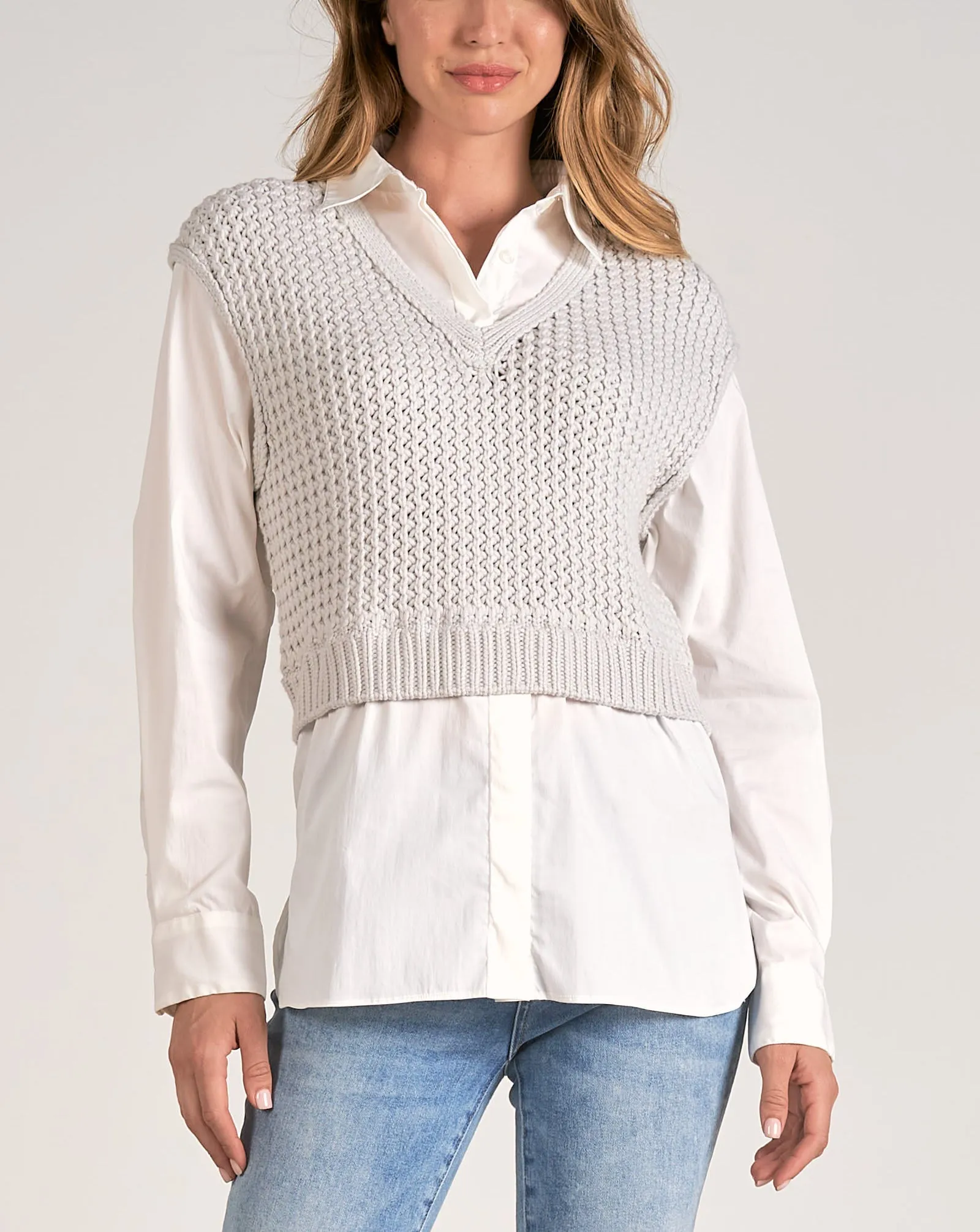 Elan Sweater Shirt Combo Top