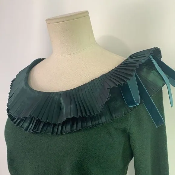 EtroGreenRuffle Neck Sweater