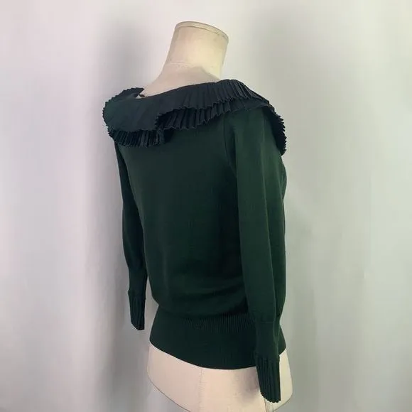 EtroGreenRuffle Neck Sweater