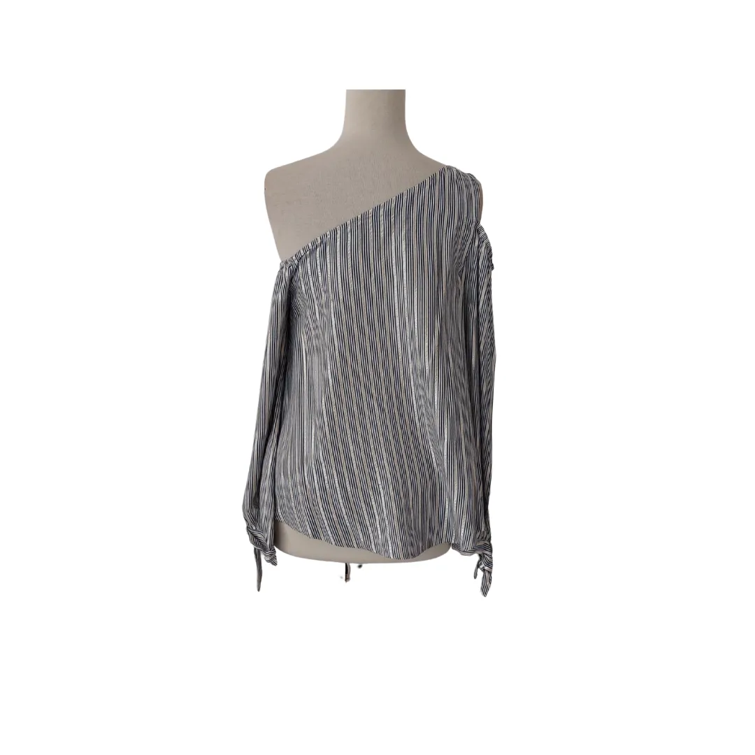 Express Grey and Gold Striped Off Shoulder Top | Gently Used |