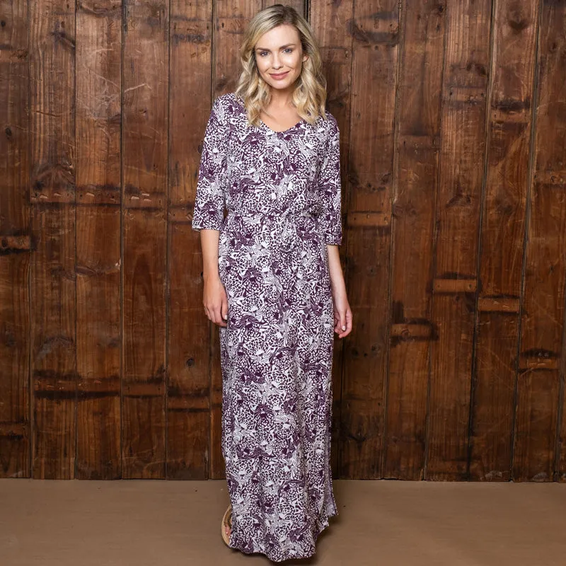 Feline Luxe V-Neck Maxi Dress Orchid