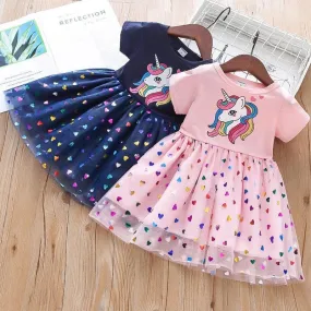 Hearts Print Girls Dresses