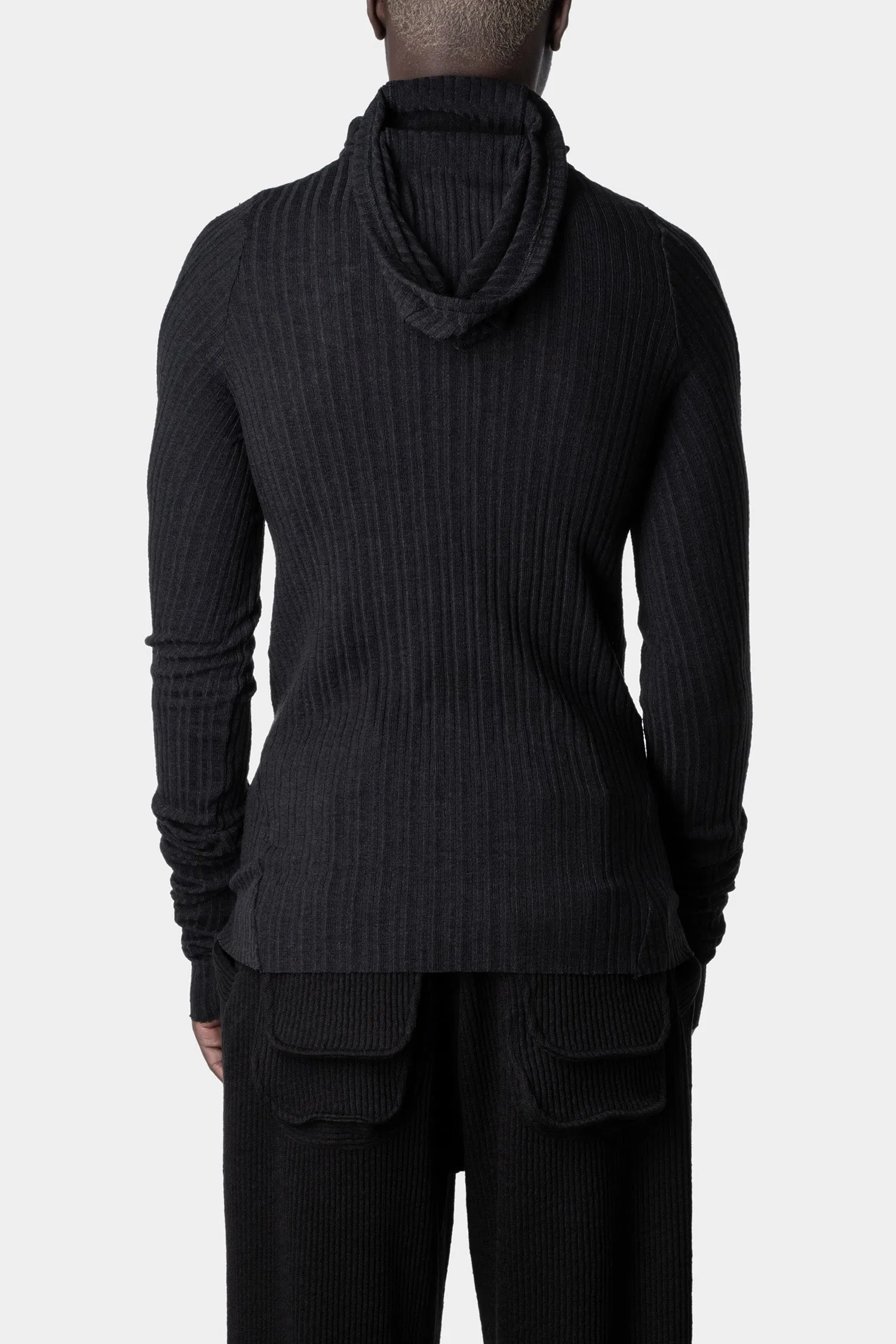 Hybrid balaclava ribbed sweater