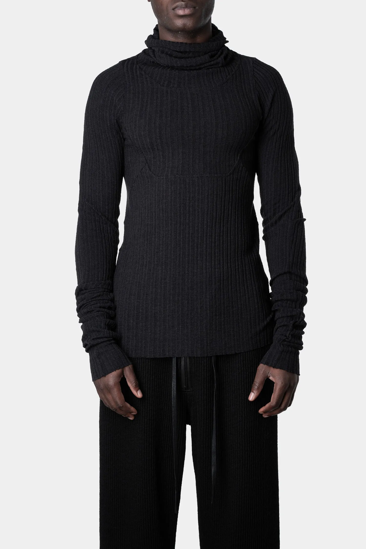 Hybrid balaclava ribbed sweater