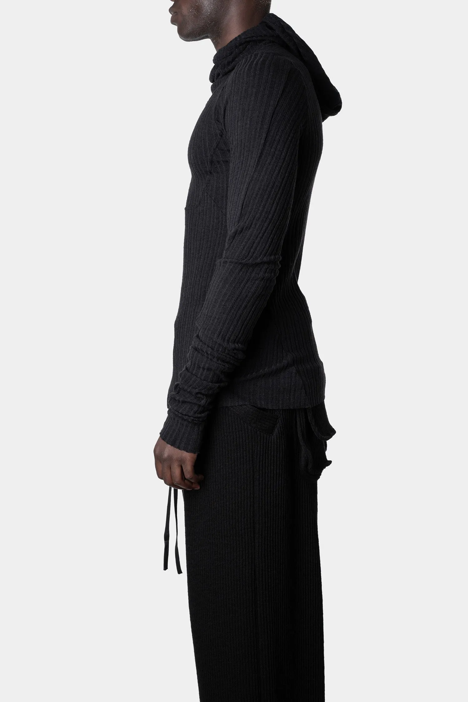 Hybrid balaclava ribbed sweater