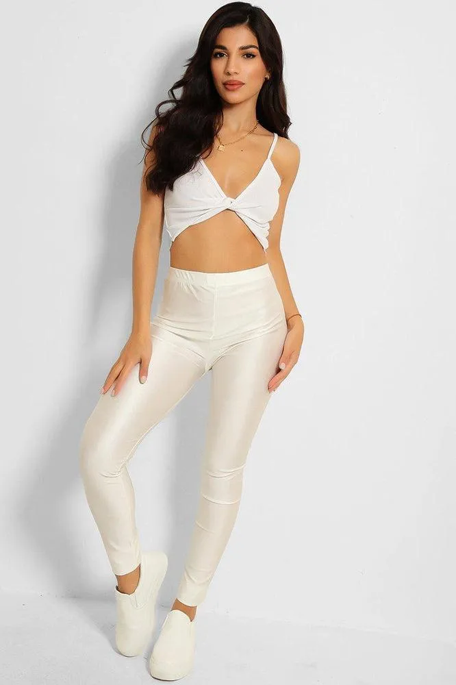 Ivory Wet Look Leggings