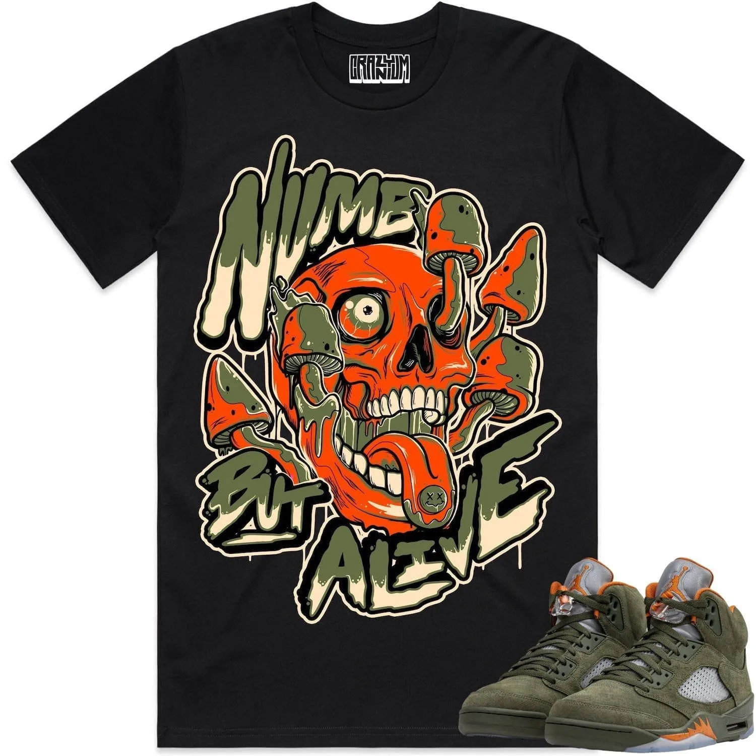 Jordan 5 Olive 5s Shirt to Match - CELADON NUMB ALIVE