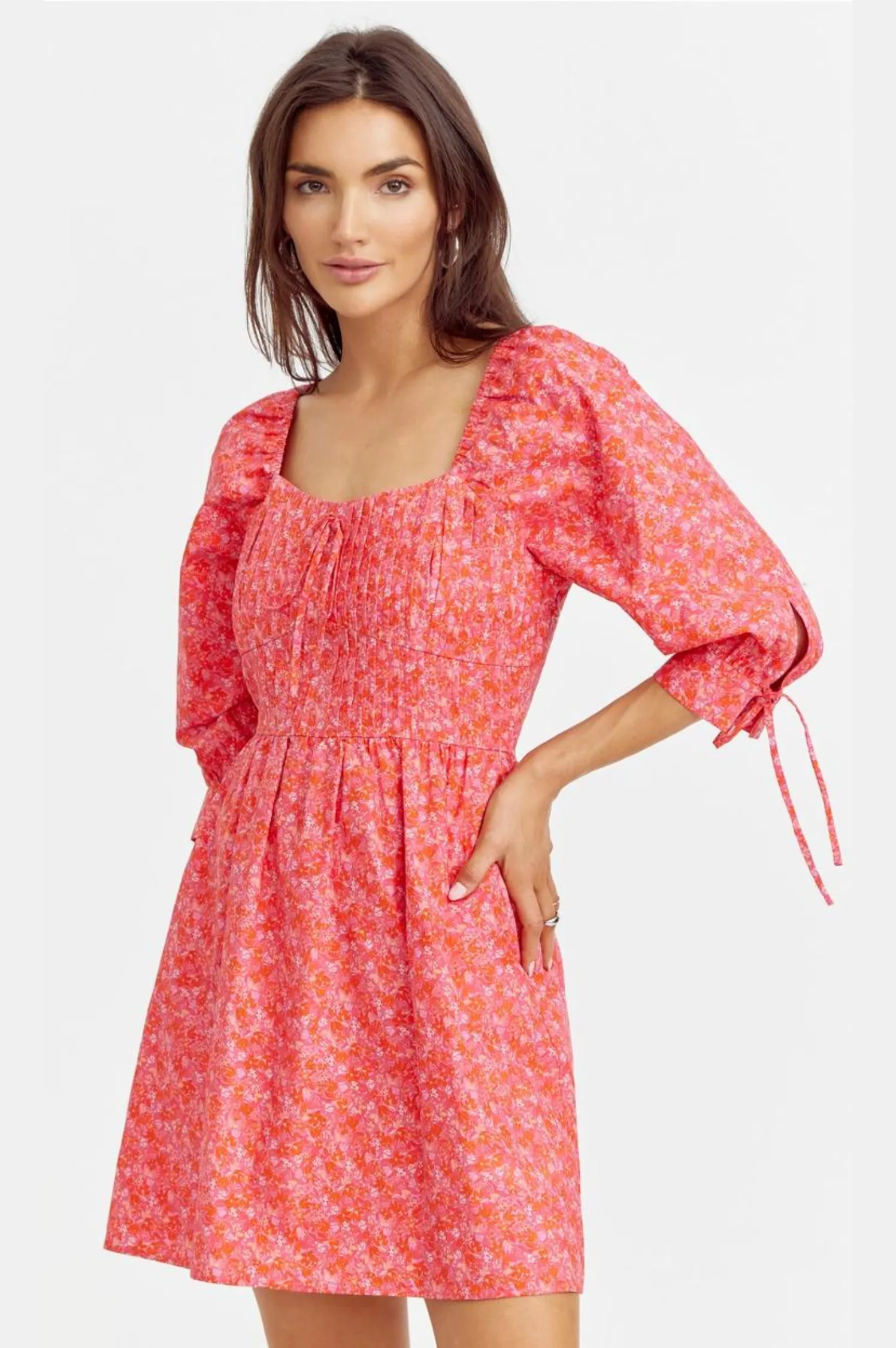 Kalista Pintucked Poplin Mini Dress