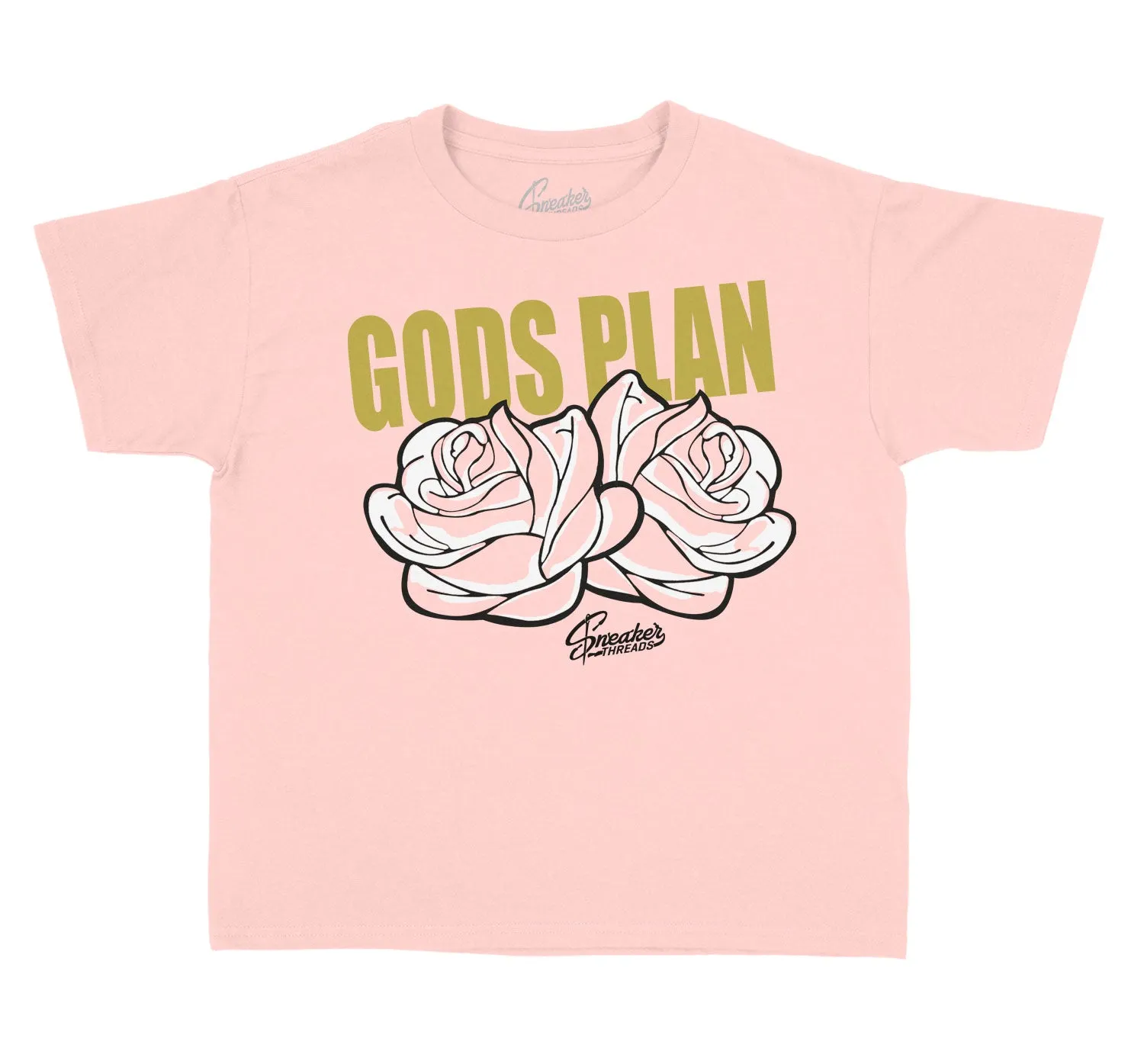 Kids Gold Hoops 6 Shirt - Gods Plans- Light Pink