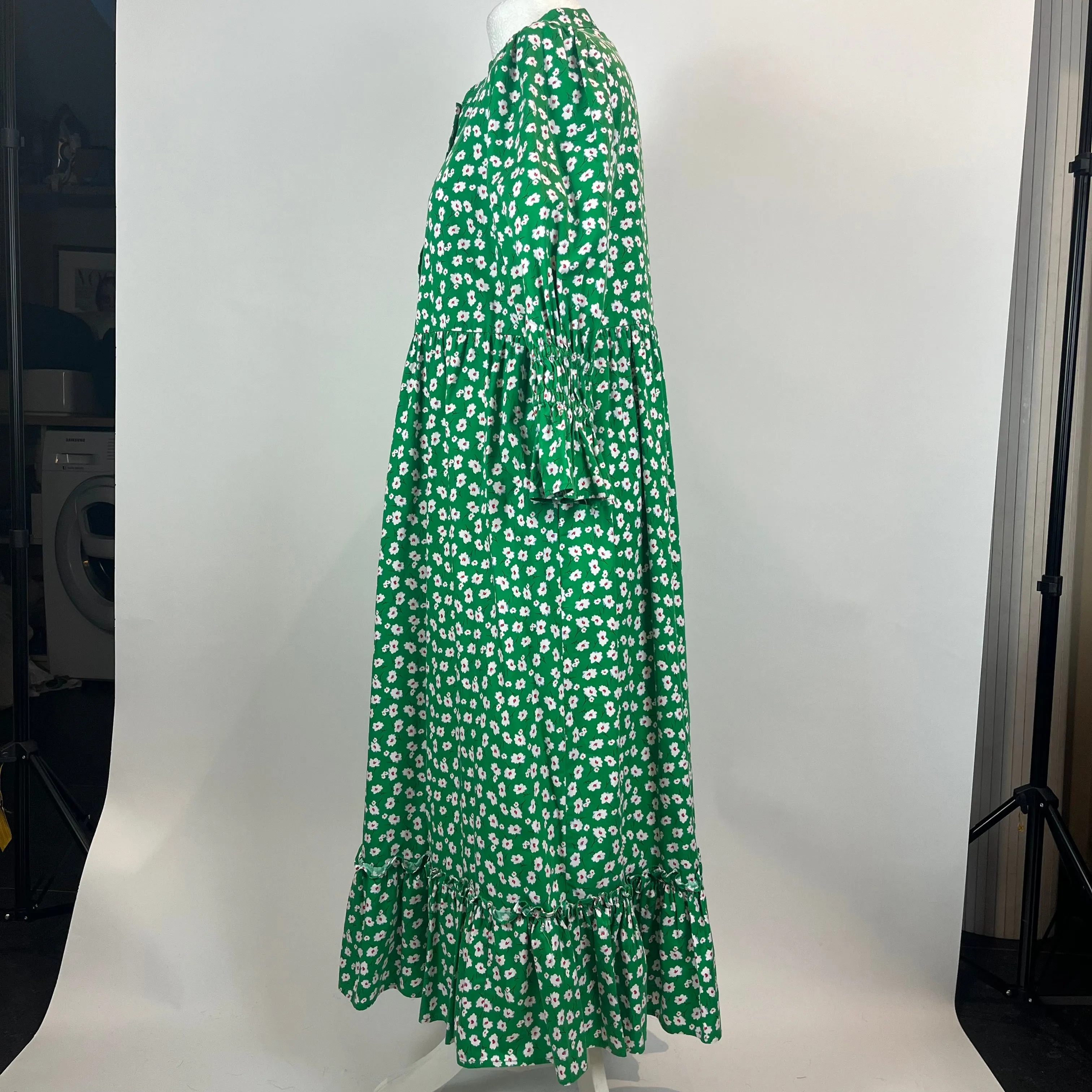 Kitri Brand New 265 Emerald Floral Print Cotton Maxi Dress L