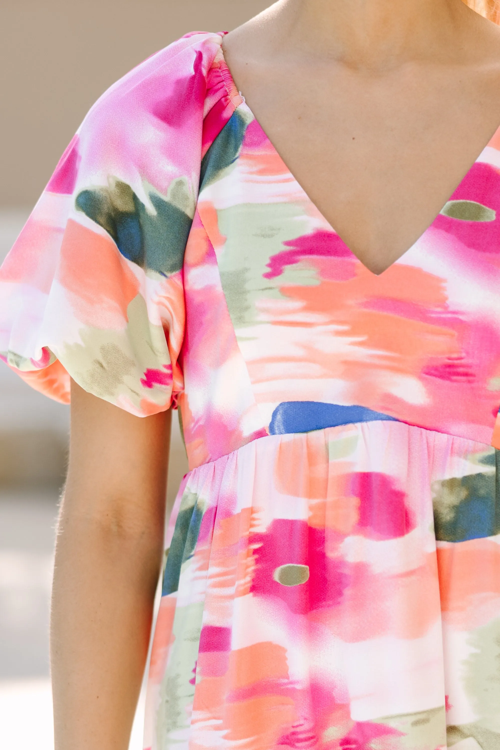 Lead The Way Pink Abstract Maxi Dress