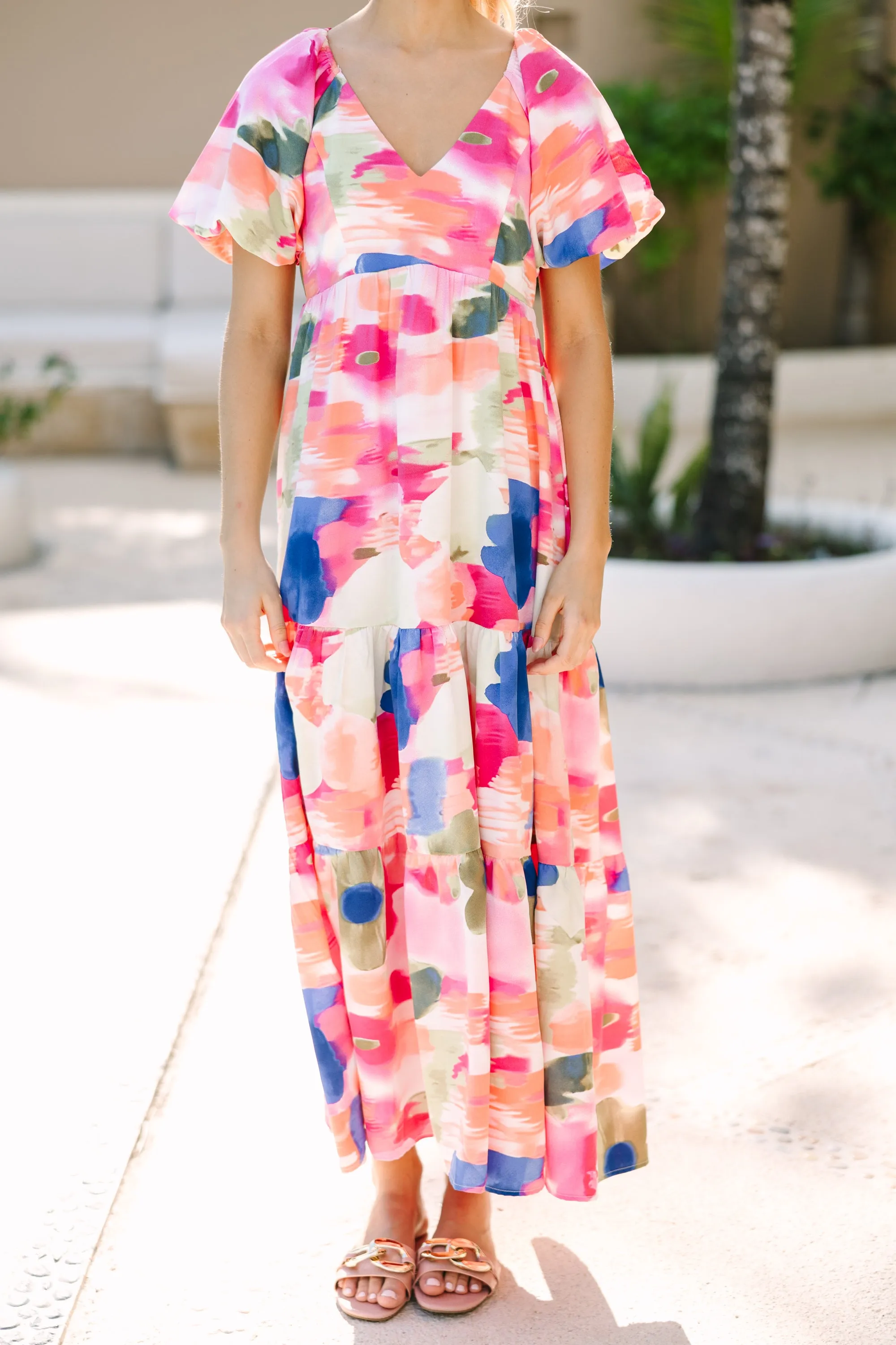 Lead The Way Pink Abstract Maxi Dress