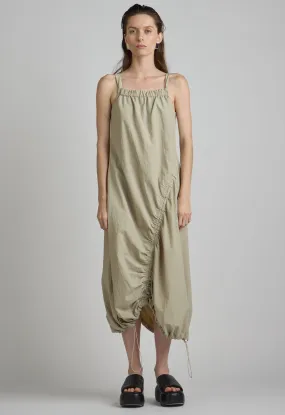 Long Parachute Dress In Khaki