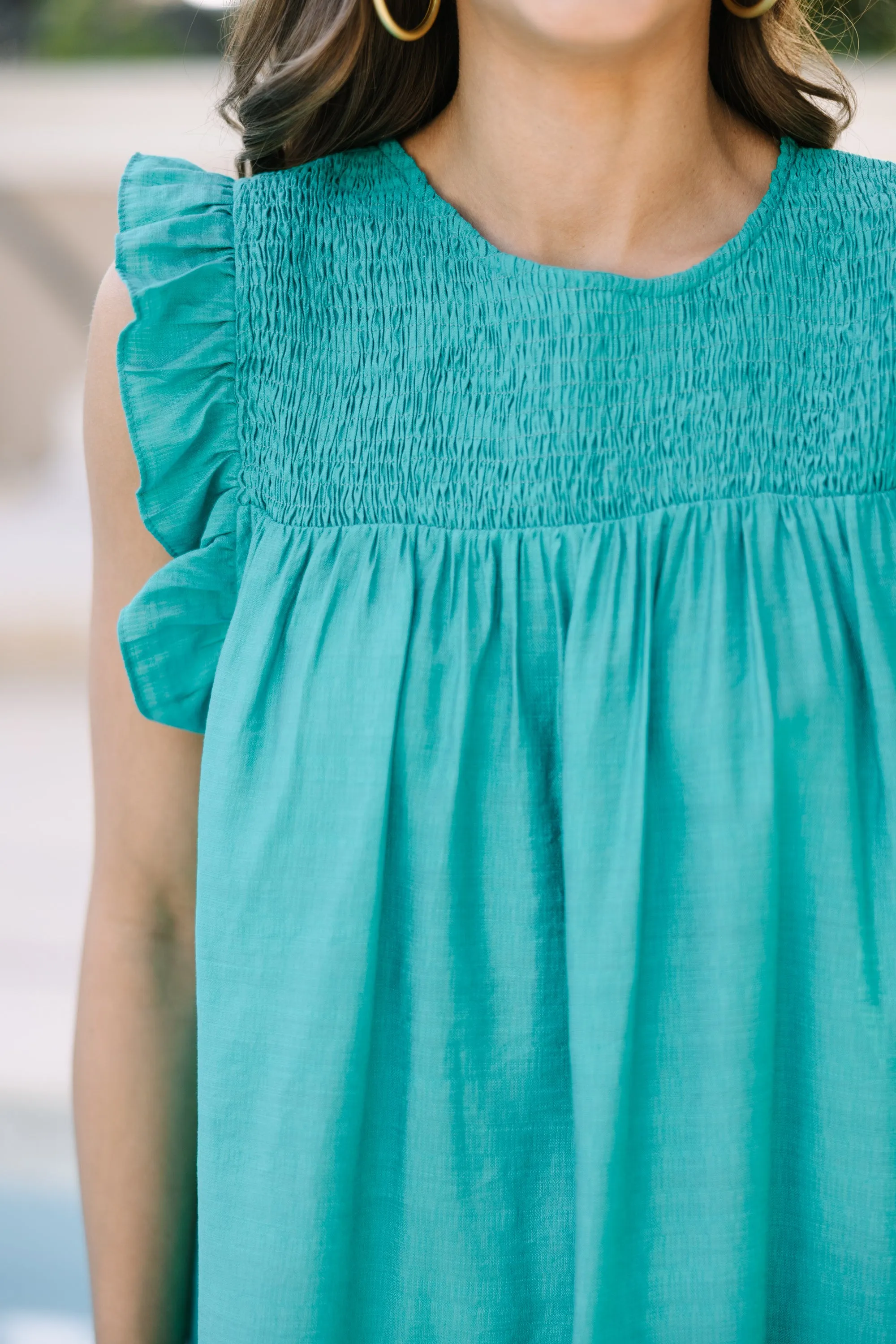 Longing For Love Aqua Green Ruffled Dress