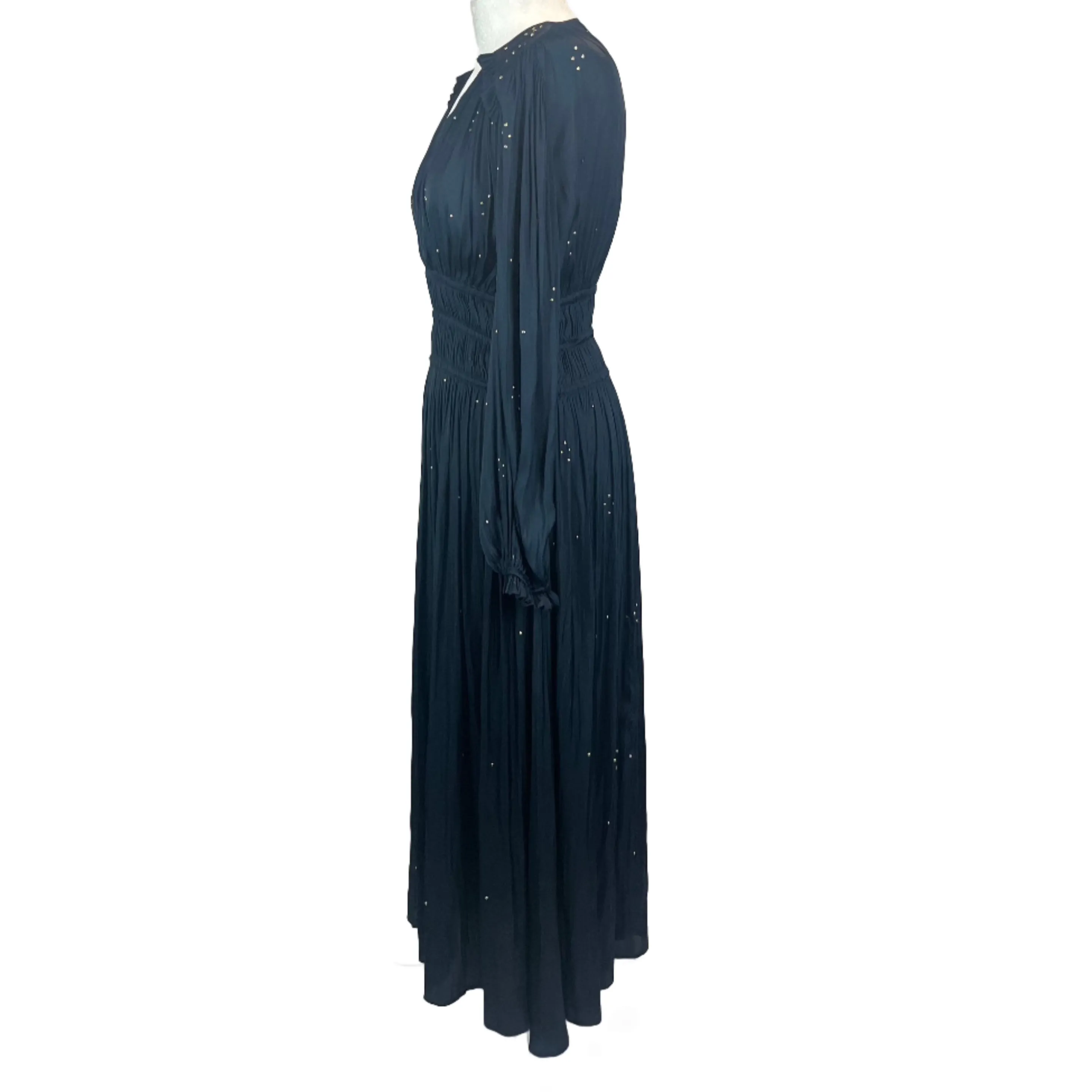 Maje Navy Silky Stud Detail Maxi Dress M