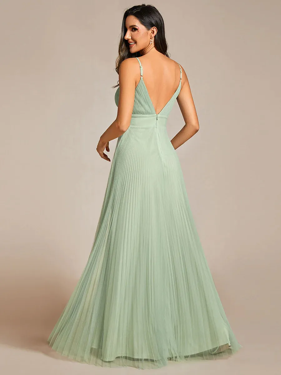 Mesh Contrast Bridesmaids Dresses With Spaghetti Straps