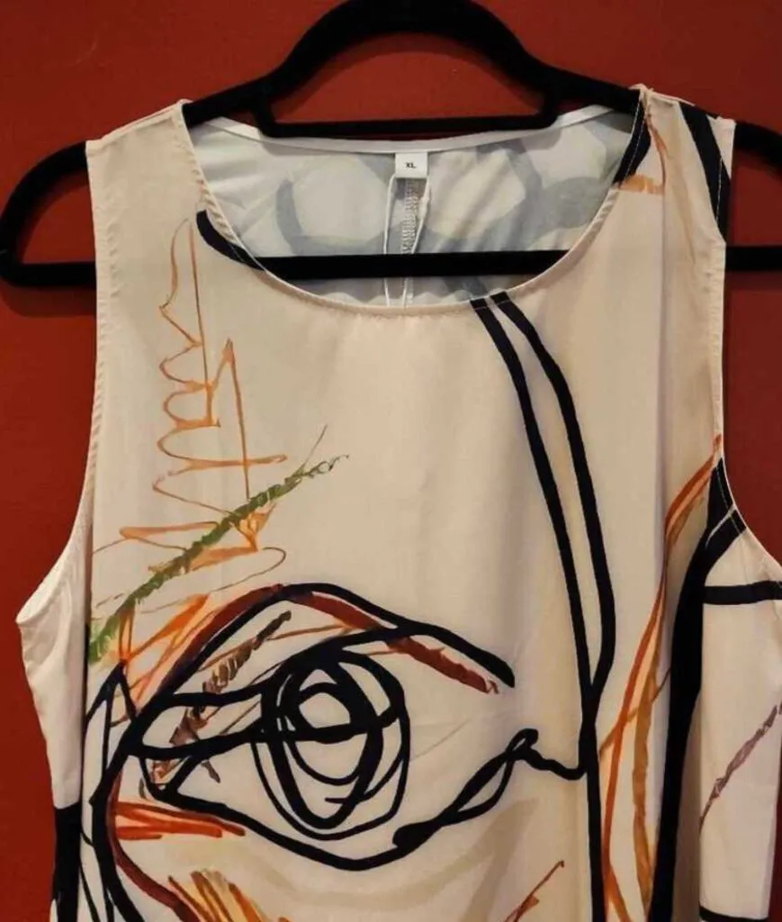 NWT Silky Sleeveless Dress w/ Paint Splash Abstract Design Size XL