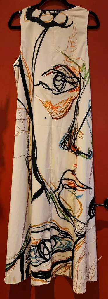 NWT Silky Sleeveless Dress w/ Paint Splash Abstract Design Size XL