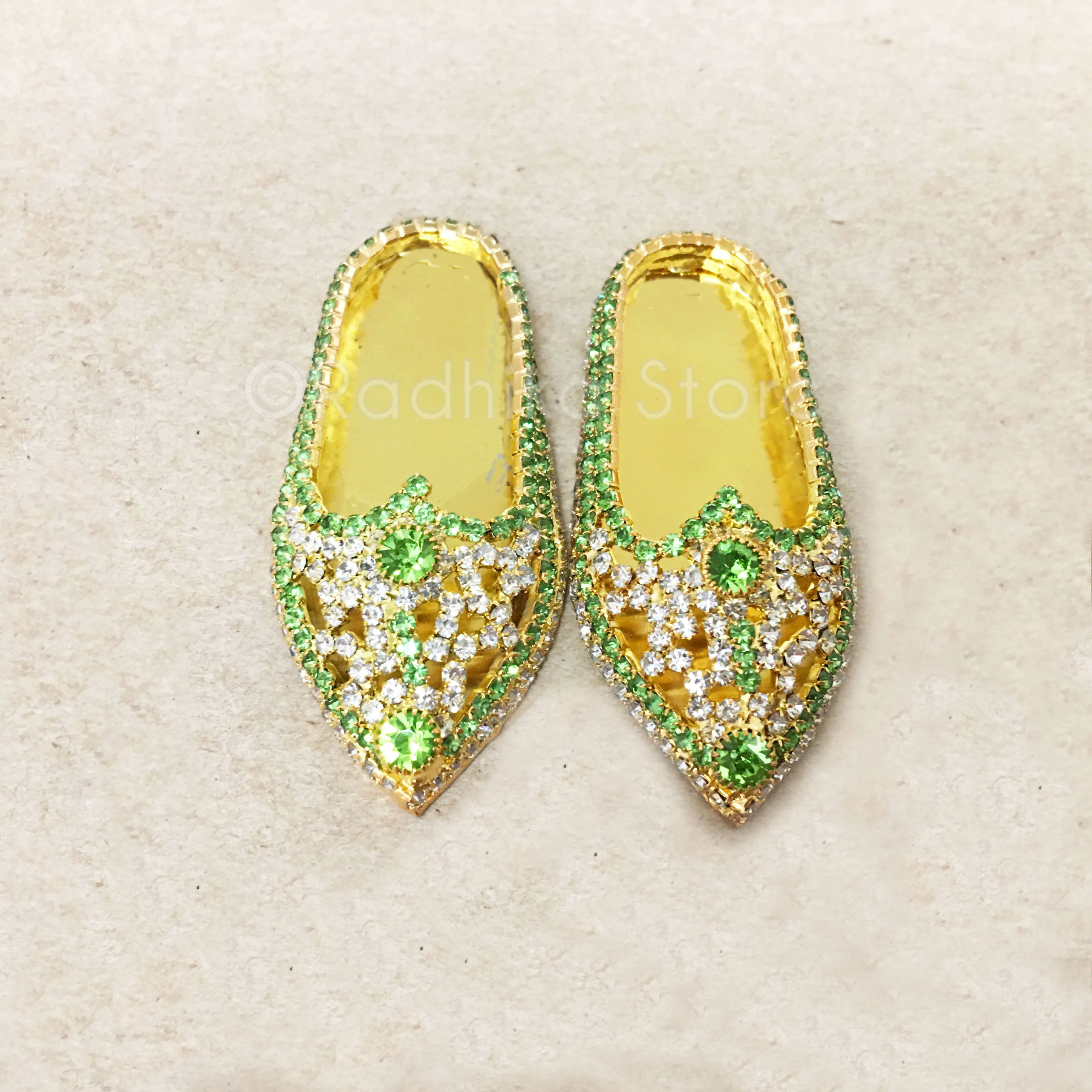 Peridot and Diamond Rhinestone - Deity Shoes - Large Sizes