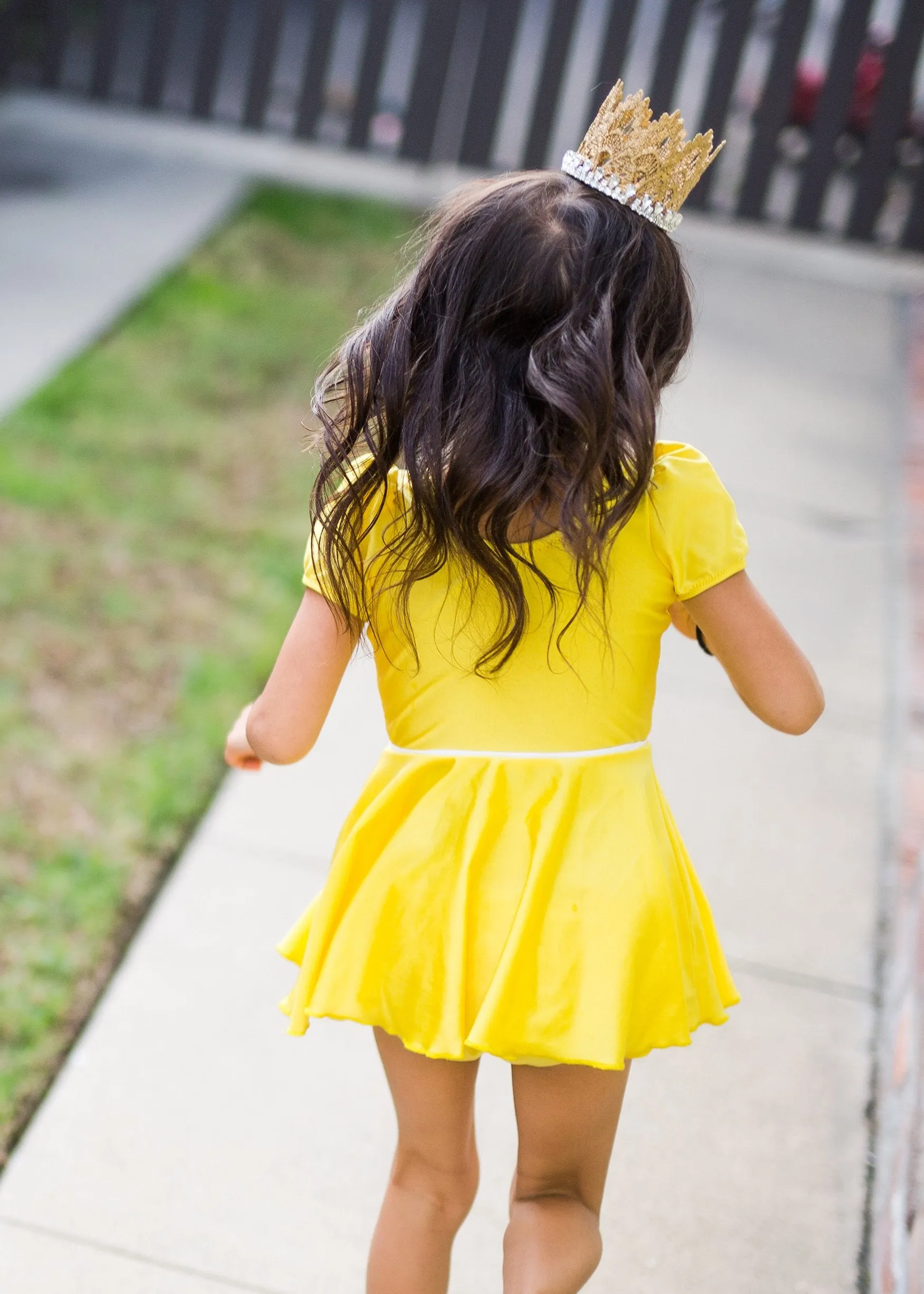 princess swim dress in yellow