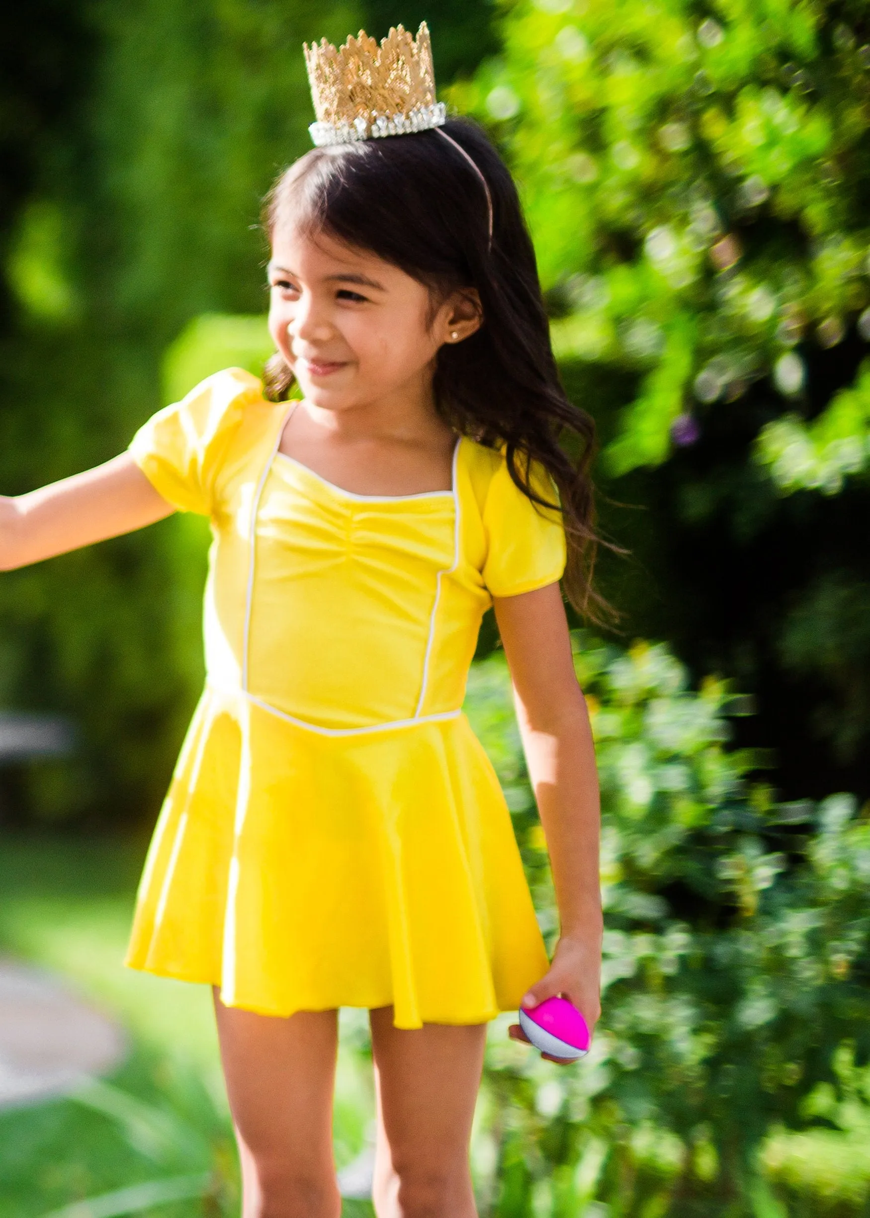 princess swim dress in yellow